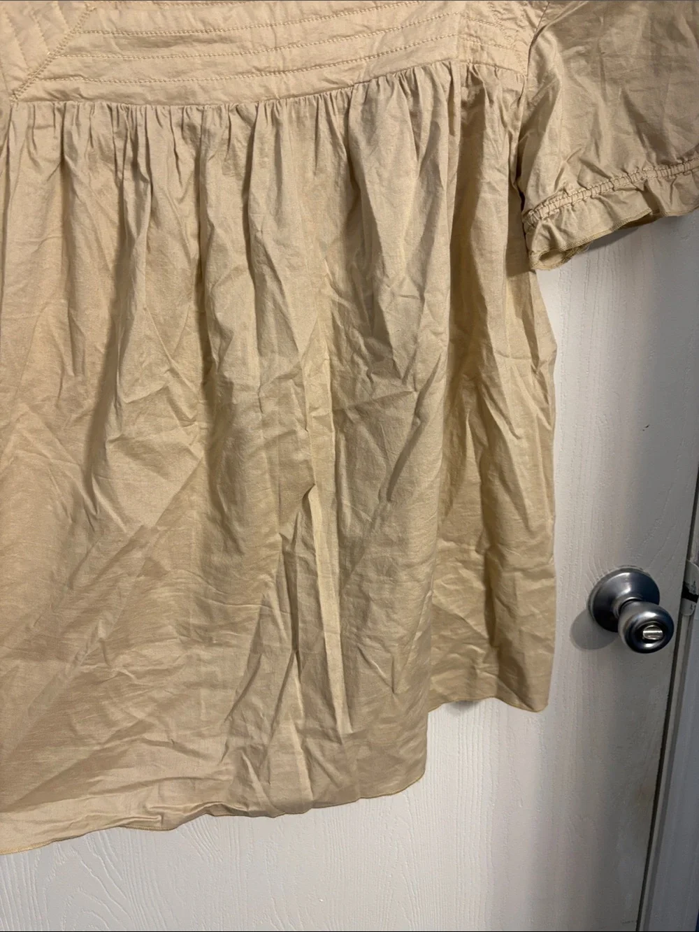 Old Navy Tan Square-Neck Puff Sleeve Top